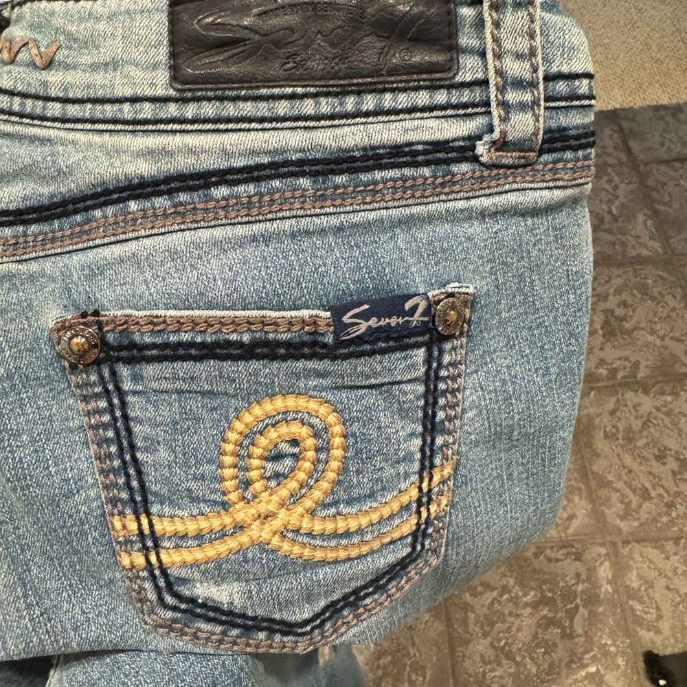 Seven 7 Women's Light Blue Denim Jeans Boot Cut Size 4 26" Inseam 5 Pockets $89 - Picture 4 of 8